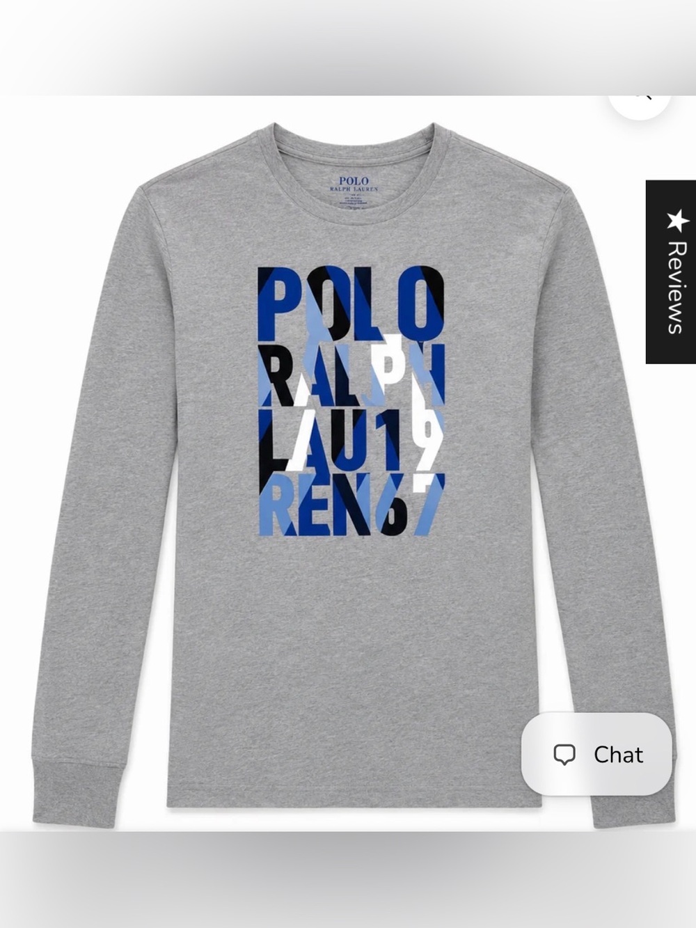 Ralph Lauren Gray Long-Sleeve Tee with Blue & Black Graphic